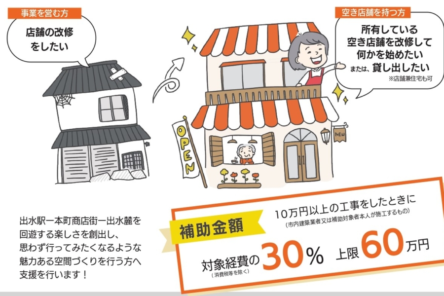 【お店を始めたい方！】出水市のリノベーション補助金で空き家・空き店舗を活用したお店づくりをはじめませんか？